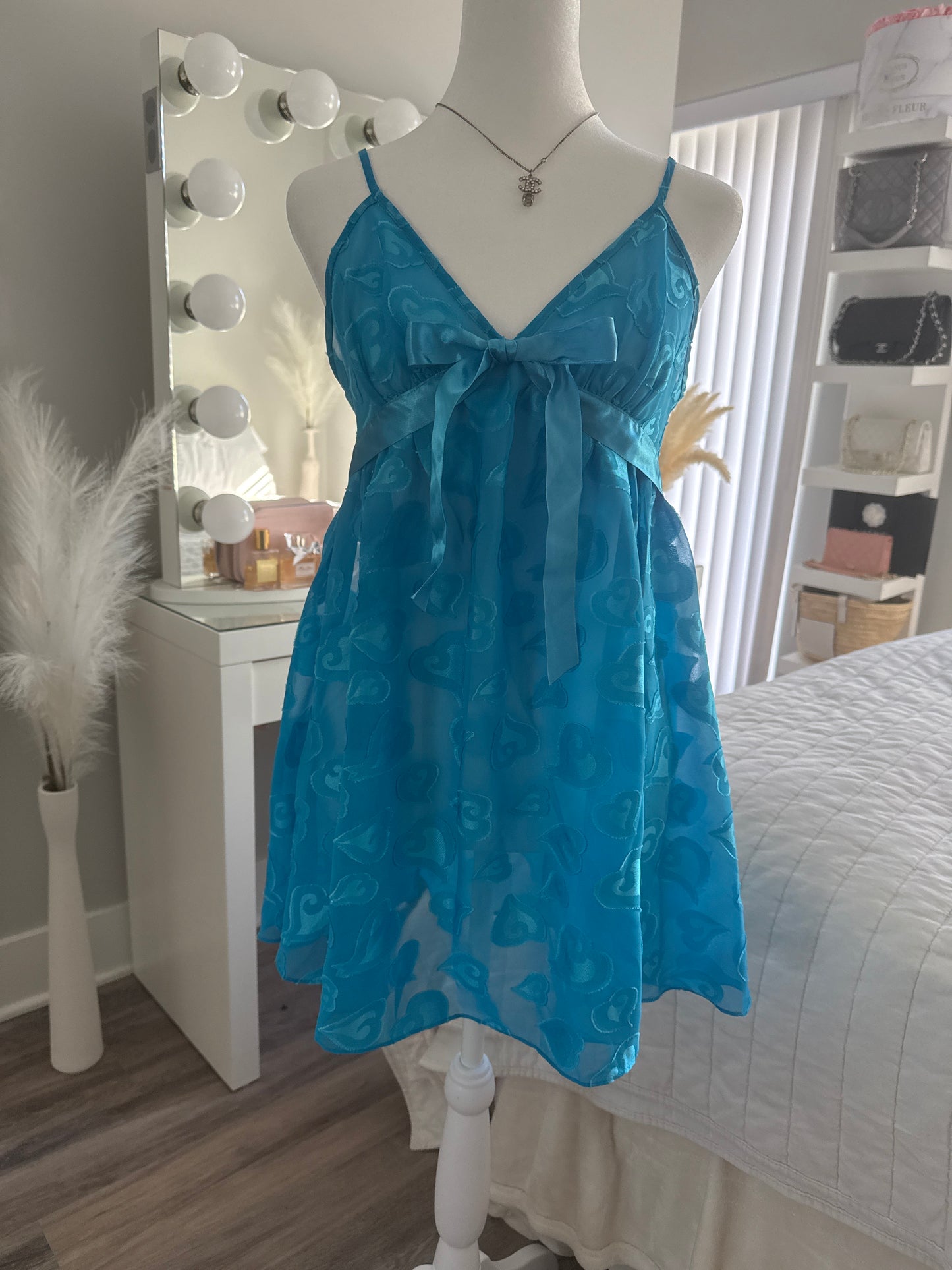 blue raspberry heart stopper slip dress