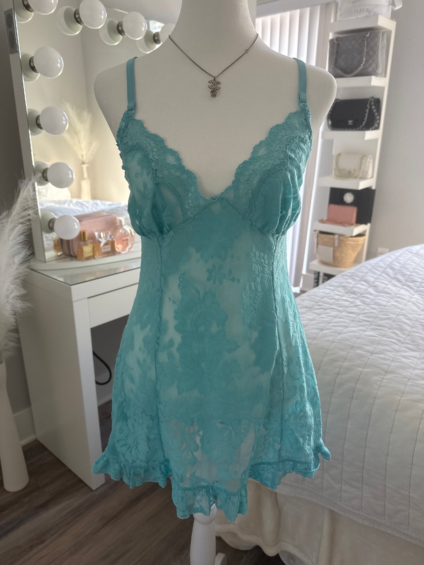 blue curaco breeze spritz slip dress