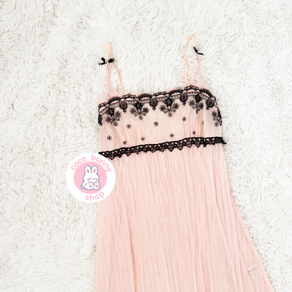 princess peach black lace shimmer floral slip dress