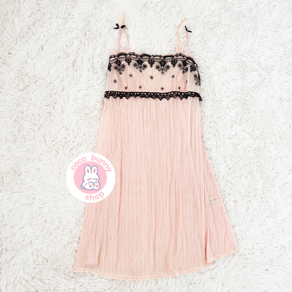 princess peach black lace shimmer floral slip dress