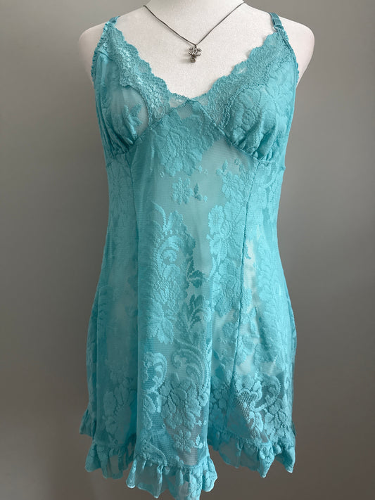 blue curaco breeze spritz slip dress