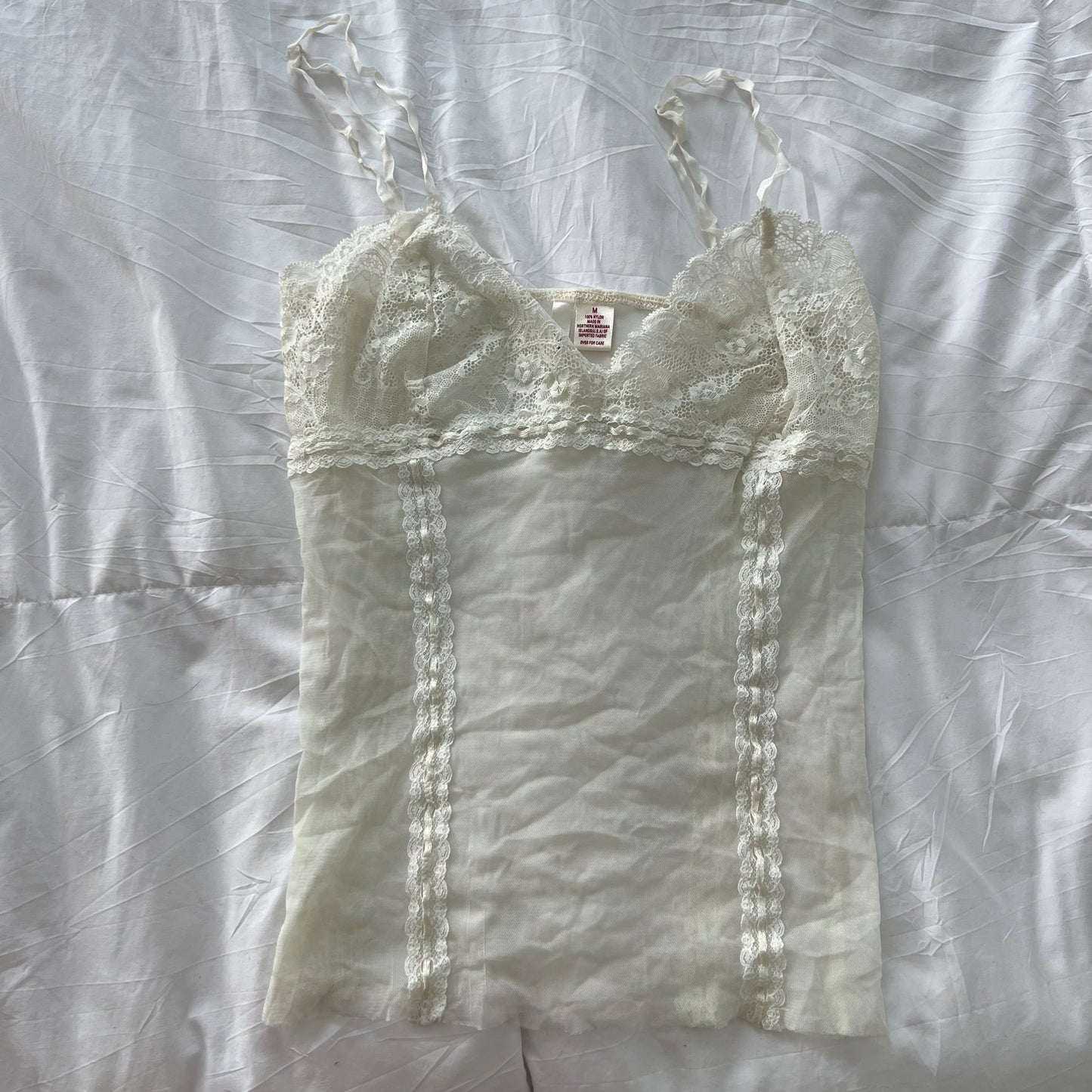 cottage lace bustier ribbon sheer camisole