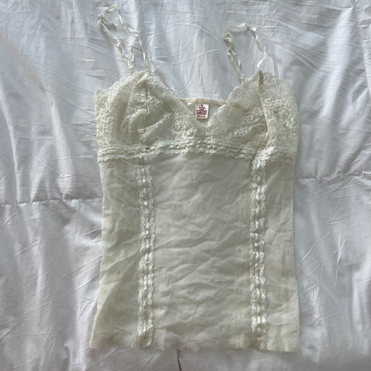 cottage lace bustier ribbon sheer camisole