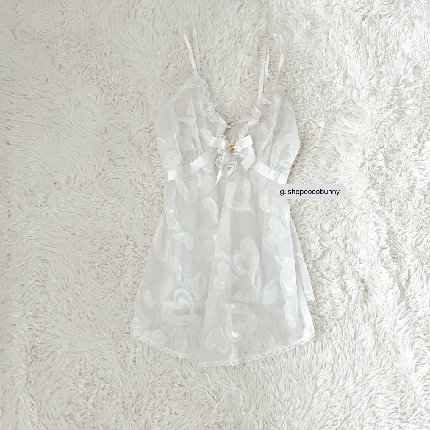 white reflective hearts graceful slip dress