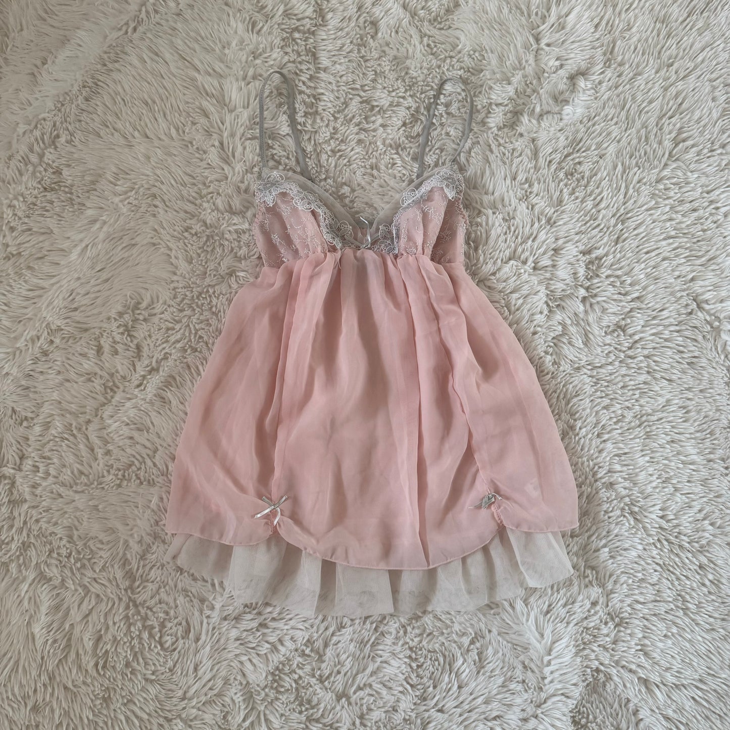 pink bow floral embroidery camisole