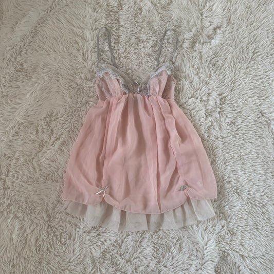 pink bow floral embroidery camisole