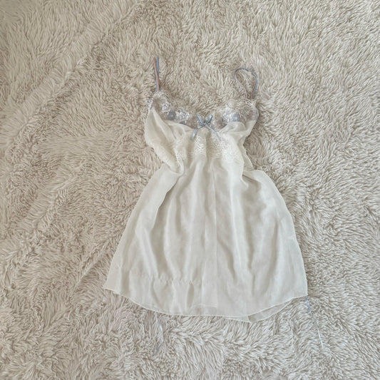 cloud blue ribbon slip dress