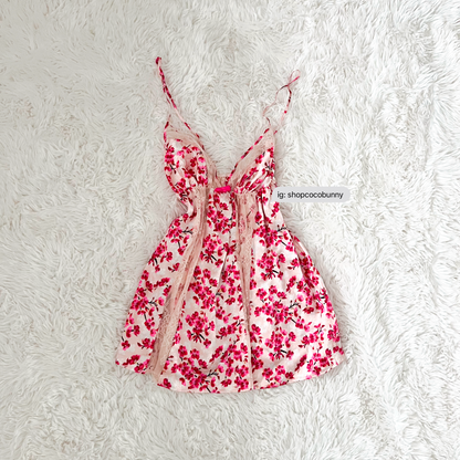 victoria’s secret sleeping beauty floral bow slip dress
