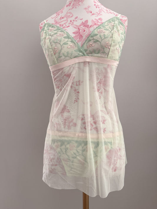 matcha floral embroidery camisole