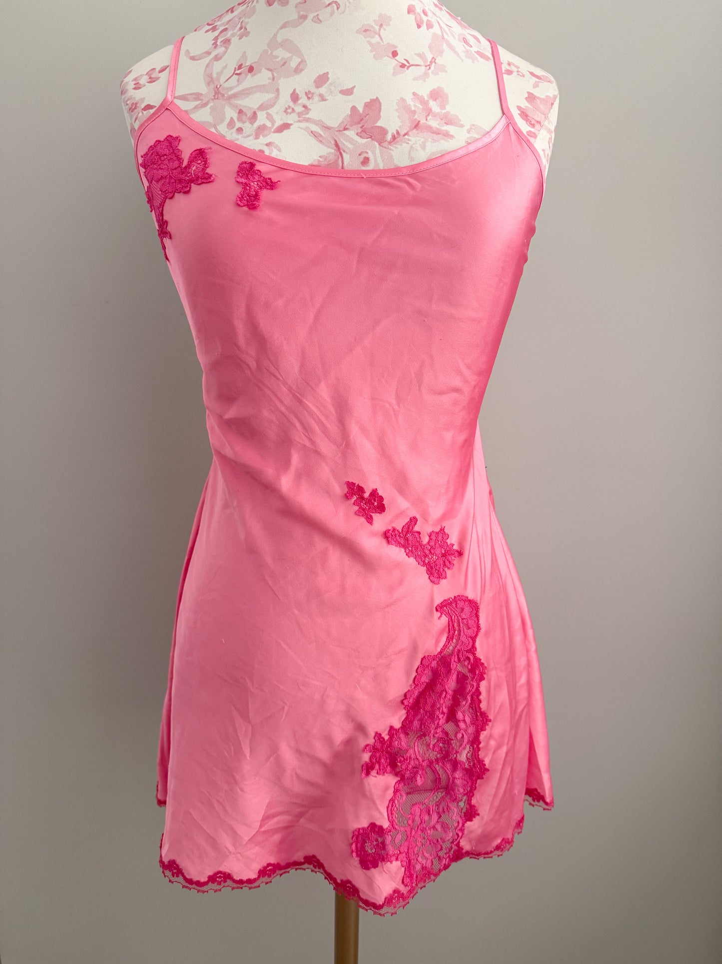 raspberry neon rush martini slip dress