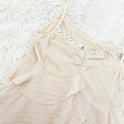 fairy sequin cream shimmer ruffle waterfall camisole