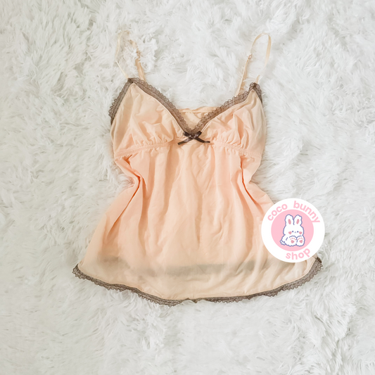 lace bow ruched camisole