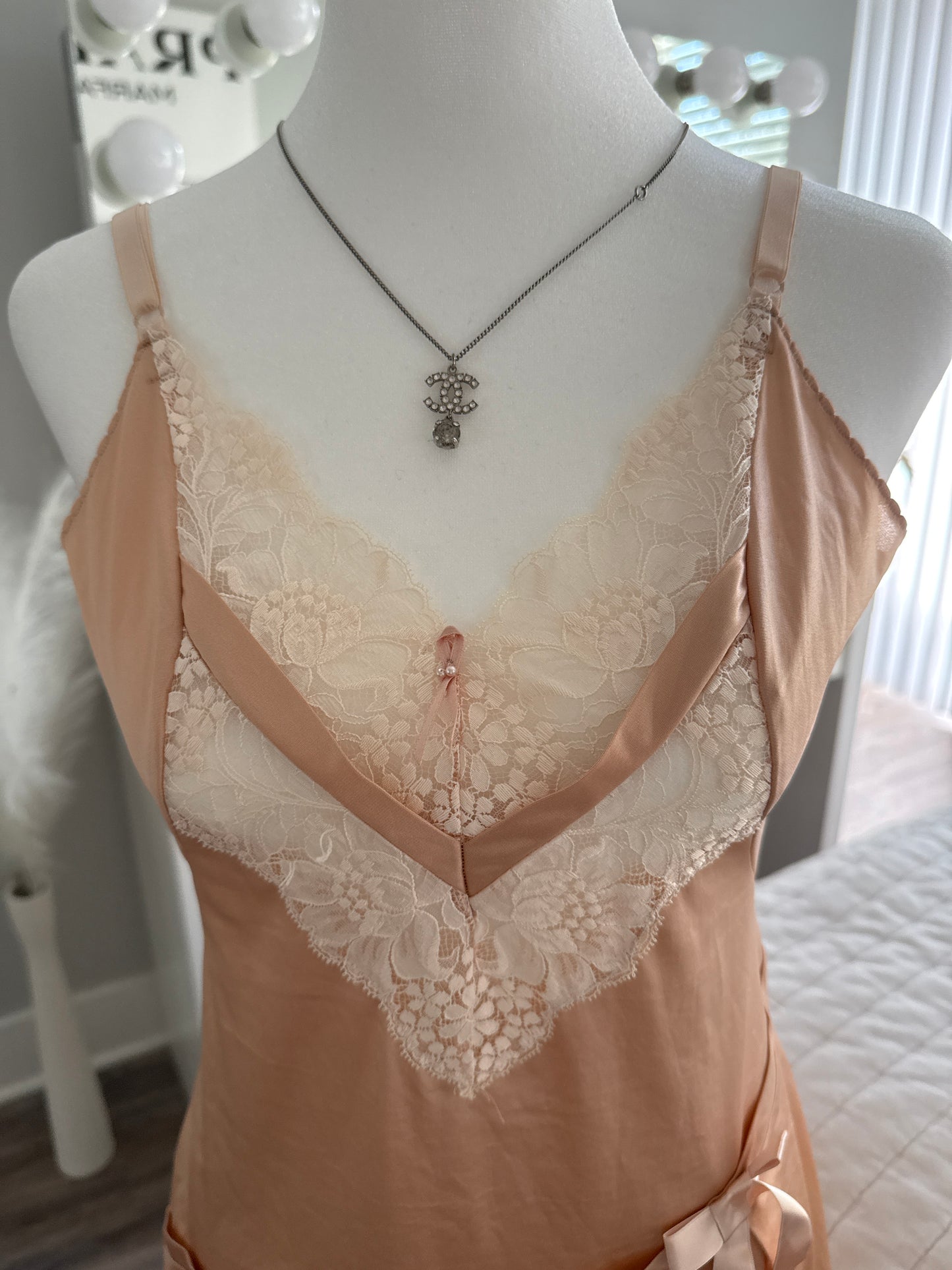 spiked pink strawberry oat milk latte slip dress