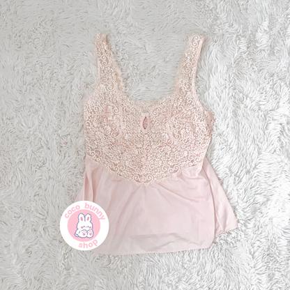 vintage vivien floral lace pink camisole