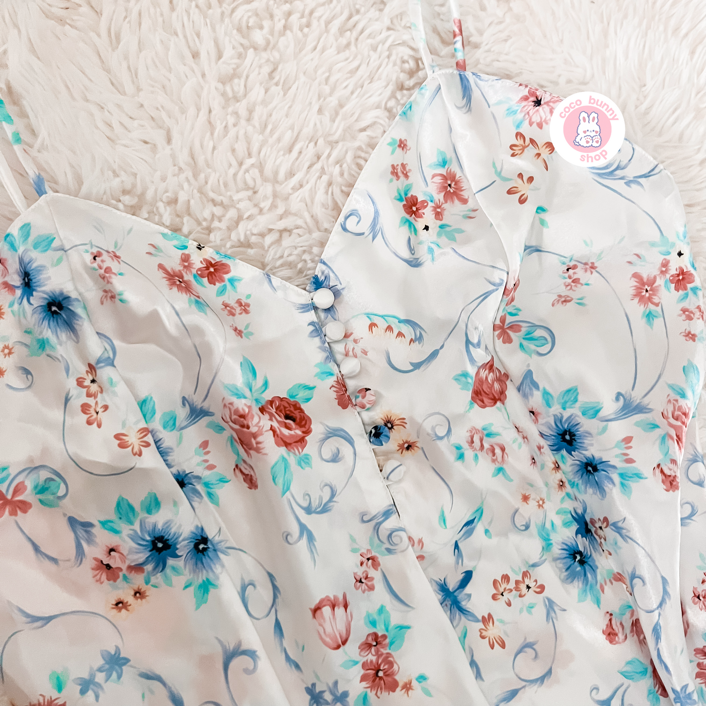 vintage floral garden button slip dress