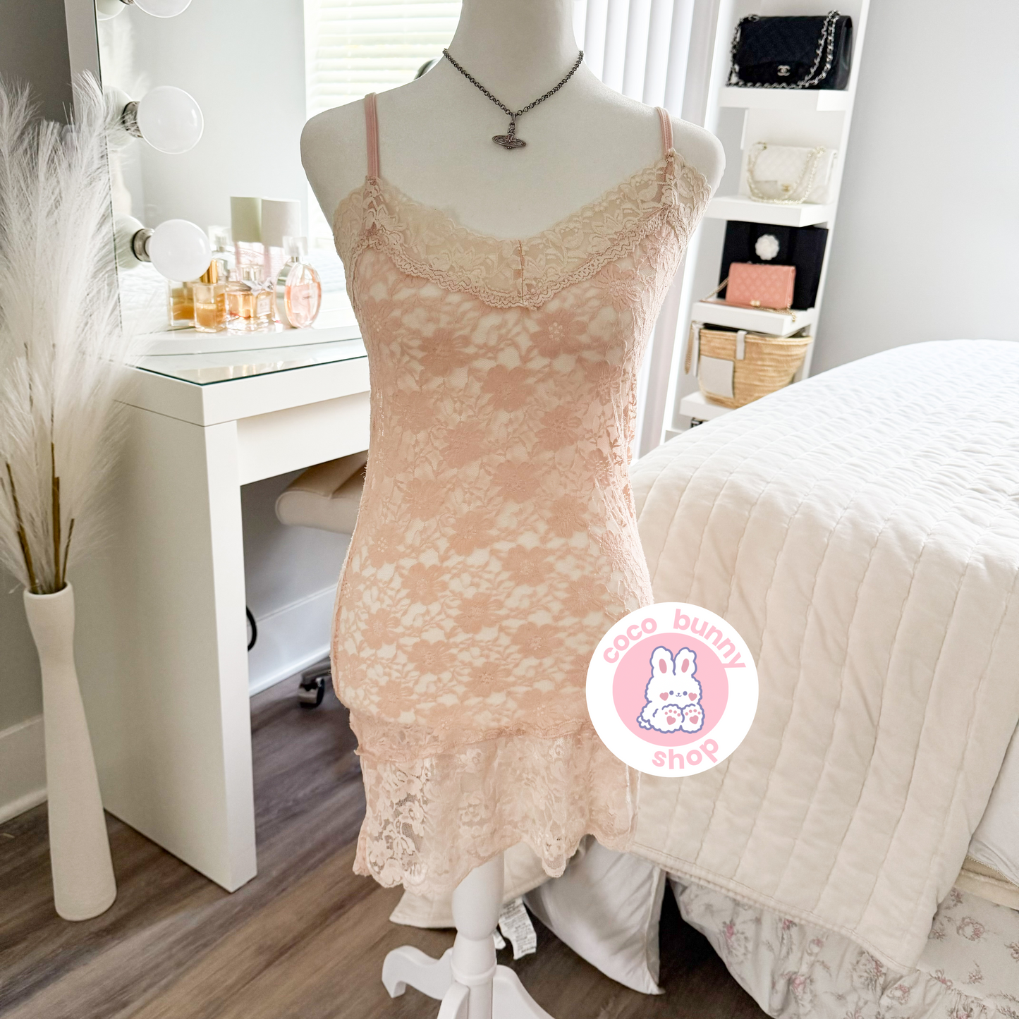 downeast basics pink lace slip