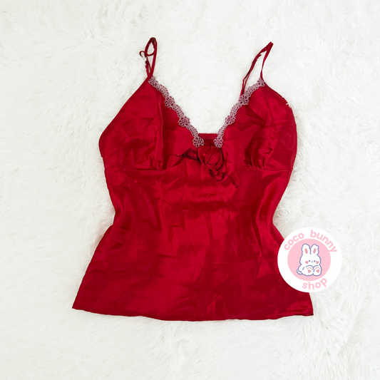 statement rose satin camisole