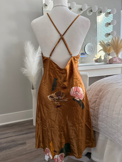 cantelope floral martini slip dress