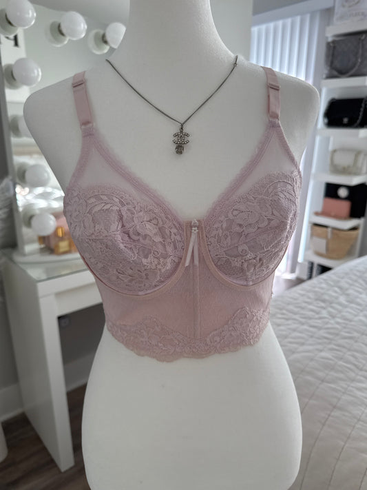 vintage lilac lily pink lace corset