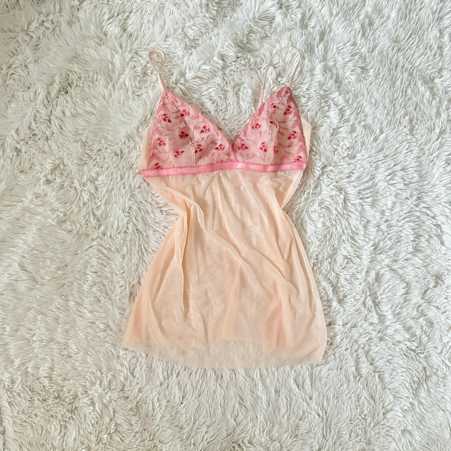 pink rose floral embroidery camisole