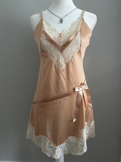 spiked pink strawberry oat milk latte slip dress