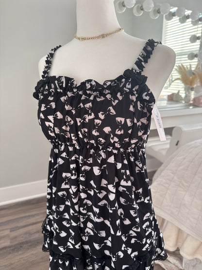 black currant and white peach cocktail slip dress