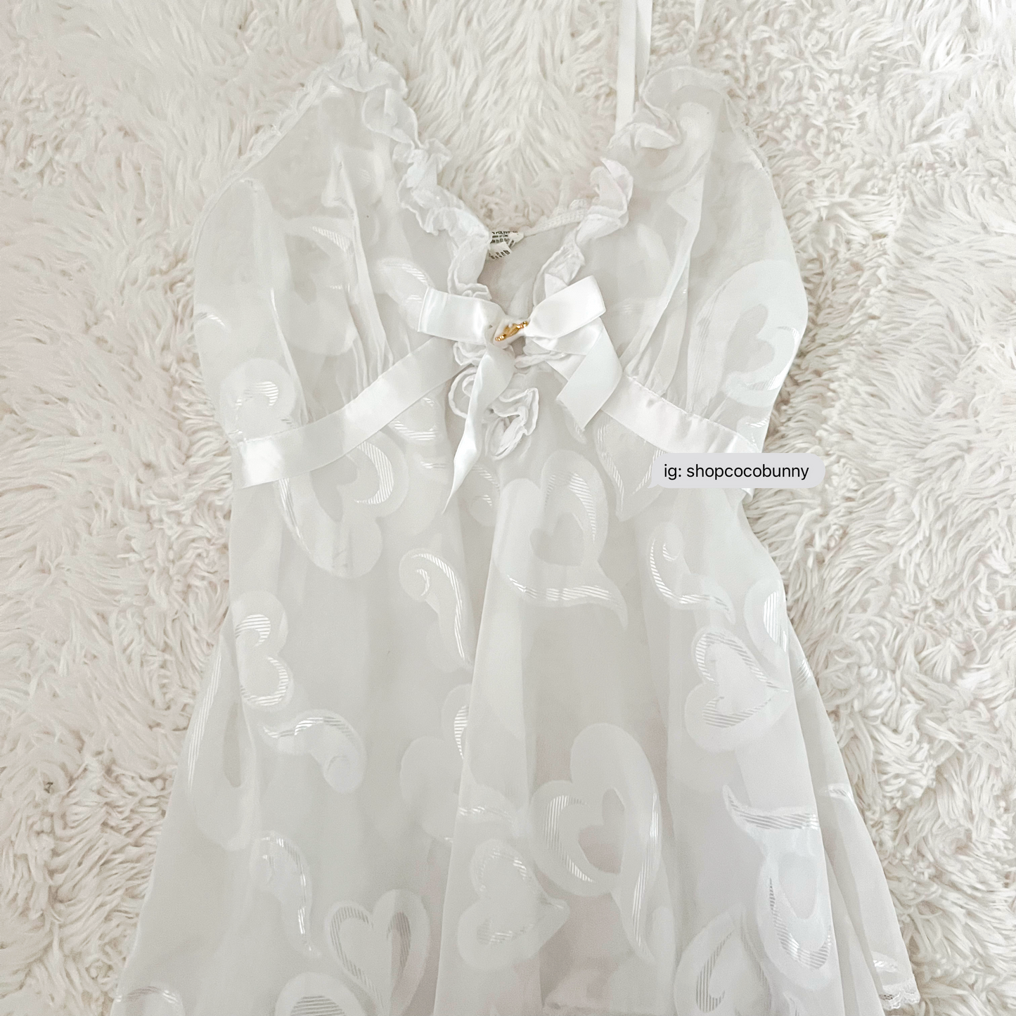 white reflective hearts graceful slip dress