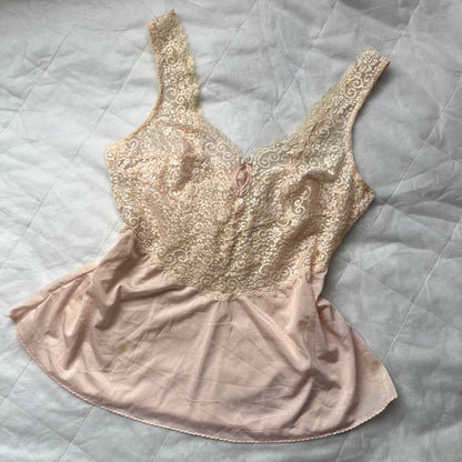 vintage vivien floral lace pink camisole