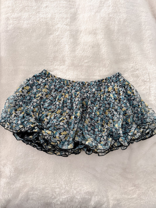 black floral cream martini ruffle shorts