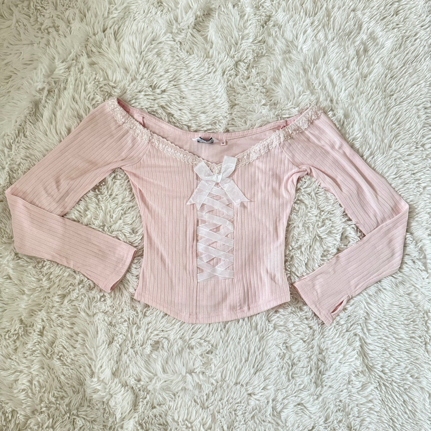 ballet lace up bow sweater