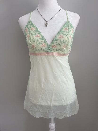 matcha floral embroidery camisole