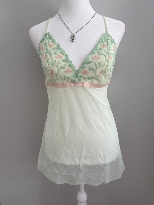 matcha floral embroidery camisole