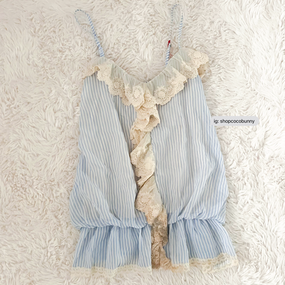 pastel pinstripe coastal ruffle camisole
