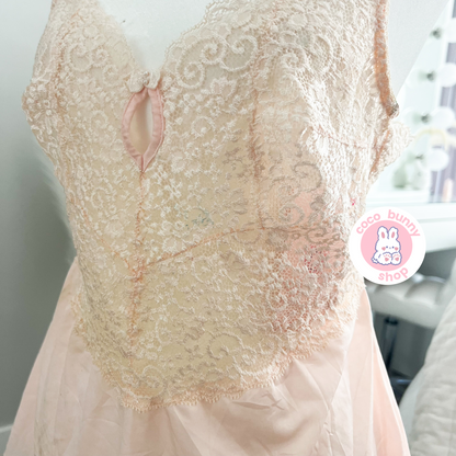 vintage vivien floral lace pink camisole