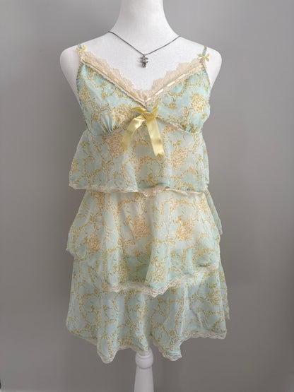 pear yuzu floral martini slip dress