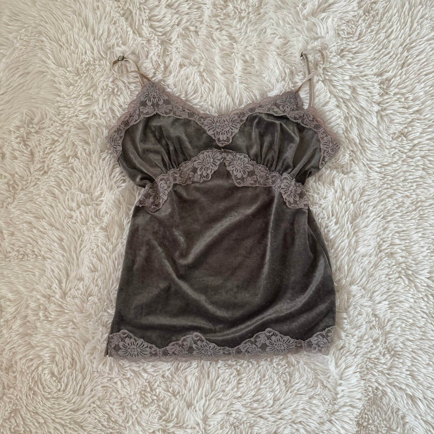 velvet y2k lace trim camisole