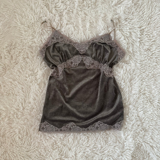 velvet y2k lace trim camisole