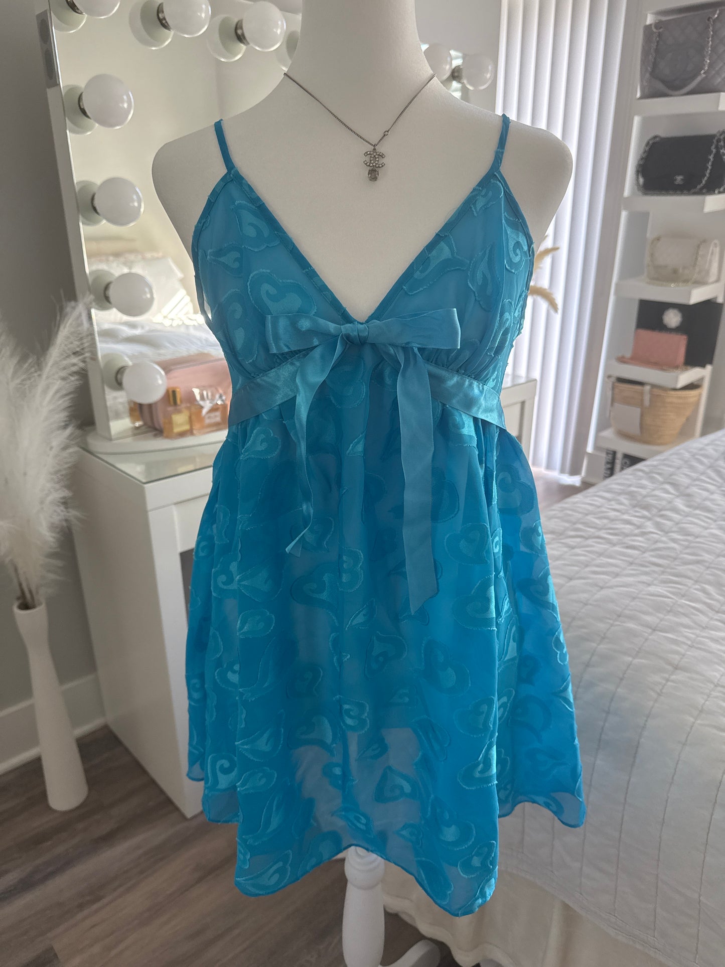 blue raspberry heart stopper slip dress