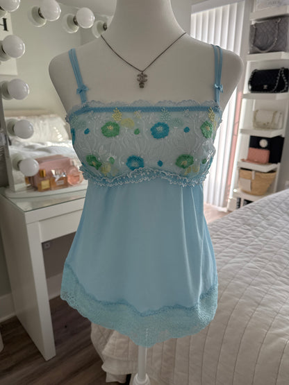 dainty blue floral pattern camisole
