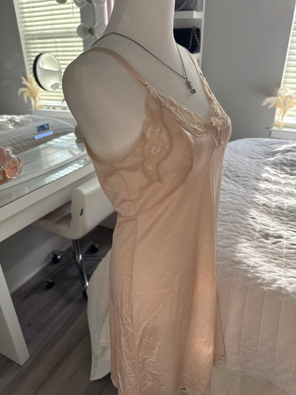 mauve lace bow slip dress