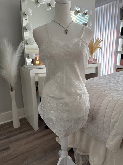 scallop lace trim satin floral pattern bodysuit