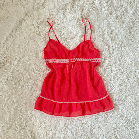 cherry red lace camisole