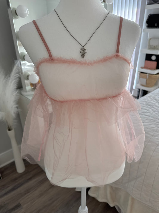 pink sheer babydoll camisole