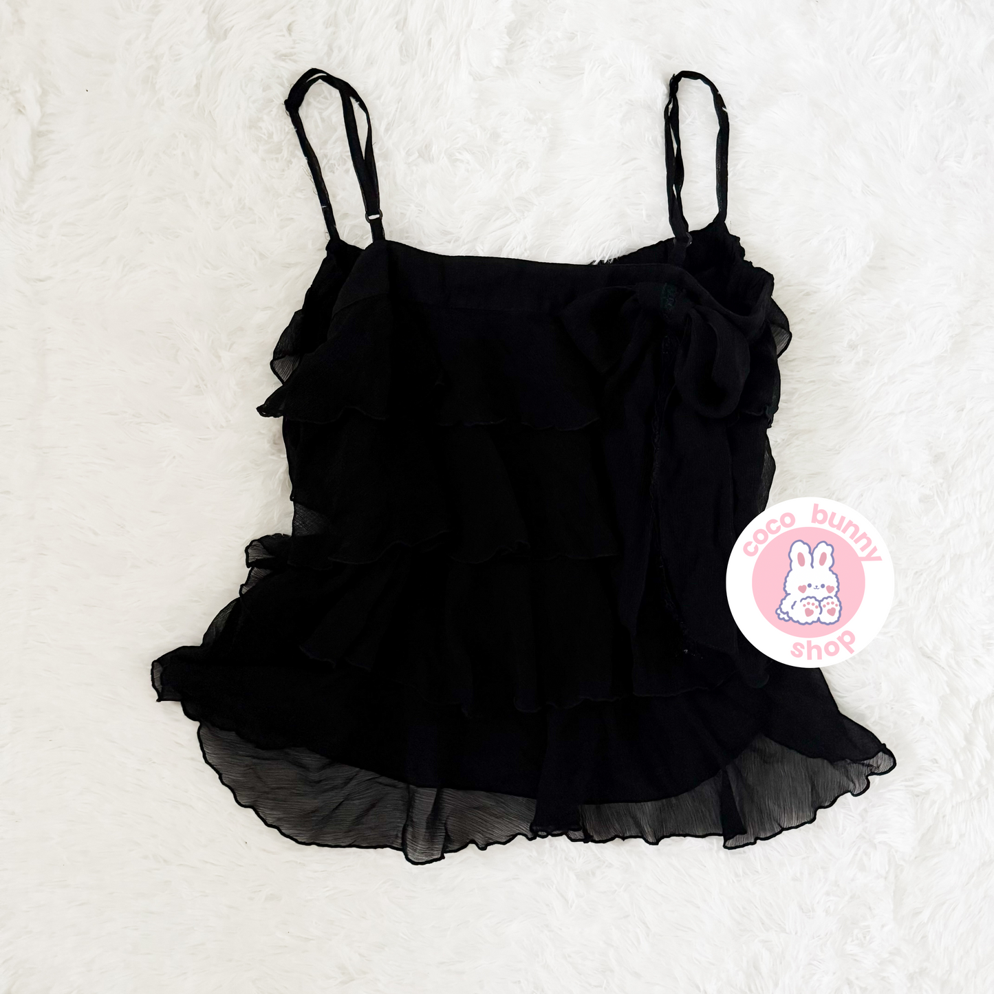 black ruffle bow babydoll camisole