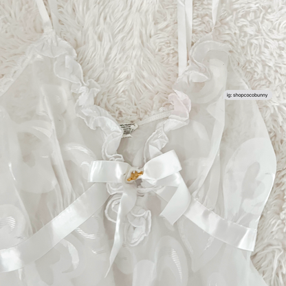 white reflective hearts graceful slip dress