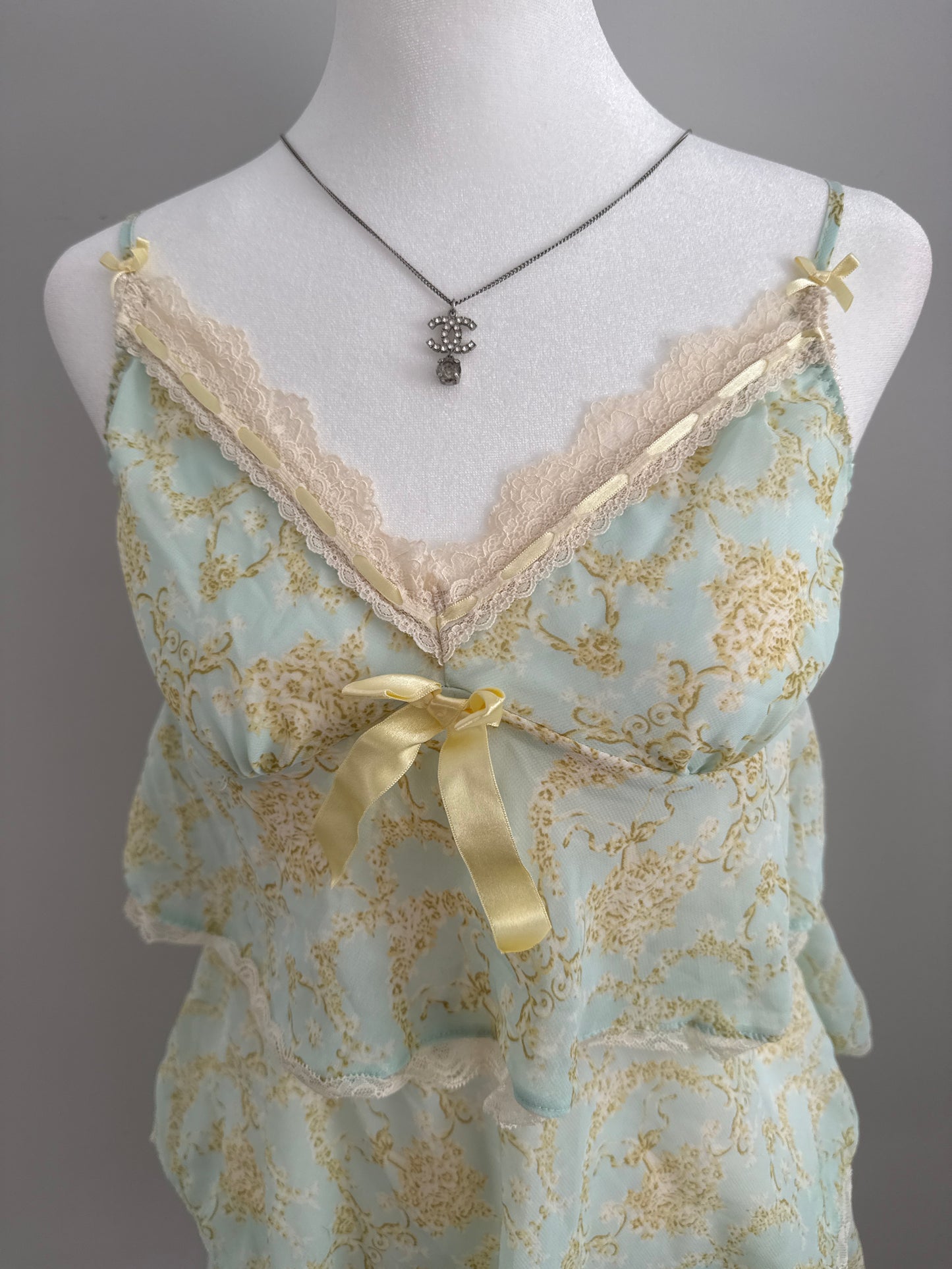 pear yuzu floral martini slip dress