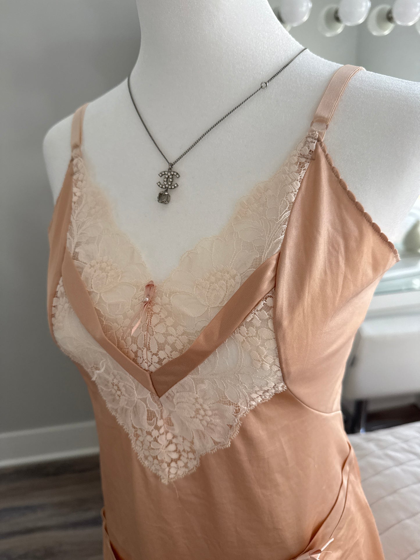 spiked pink strawberry oat milk latte slip dress