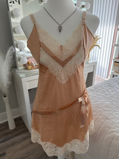 spiked pink strawberry oat milk latte slip dress