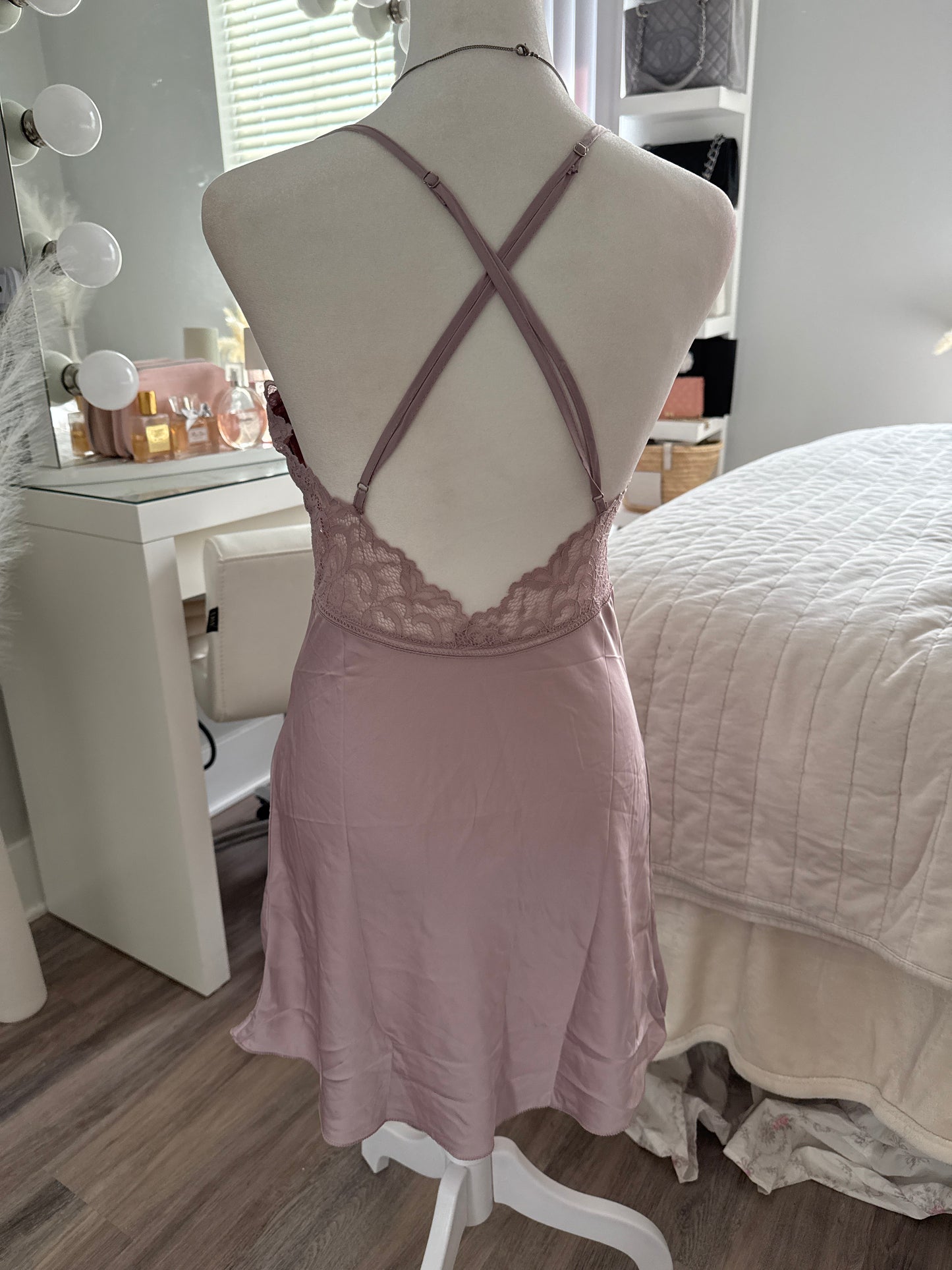 lavender plum martini slip dress