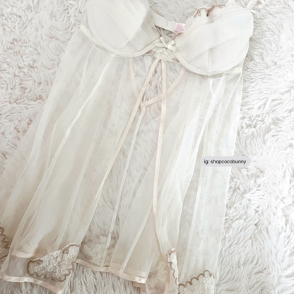 vintage victoria's secret bustier ruffle floral embroidered lace slip dress